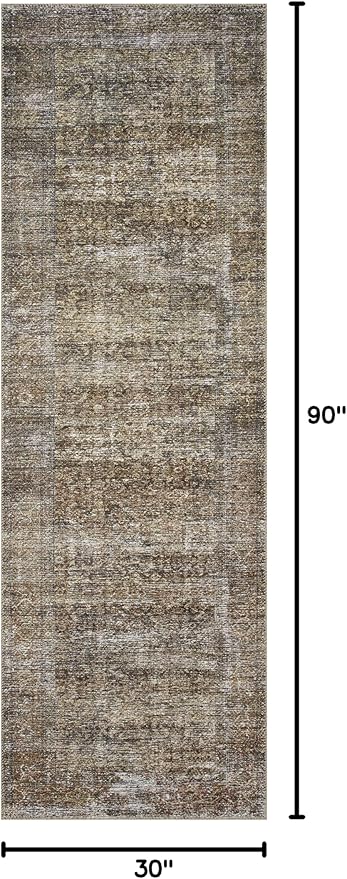 Loloi Amber Lewis Billie Collection, Tobacco & Rust 2'-6" x 7'-6" Area Rug – Antique & Distressed Accent Rugs for Living Room, Bedroom, Entryway & Hallway, No Shed High Traffic Area Home Decor Rug