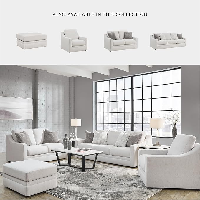 Signature Design by Ashley Maitelynn Contemporary Upholstered Chair with Non-Skid Legs, White