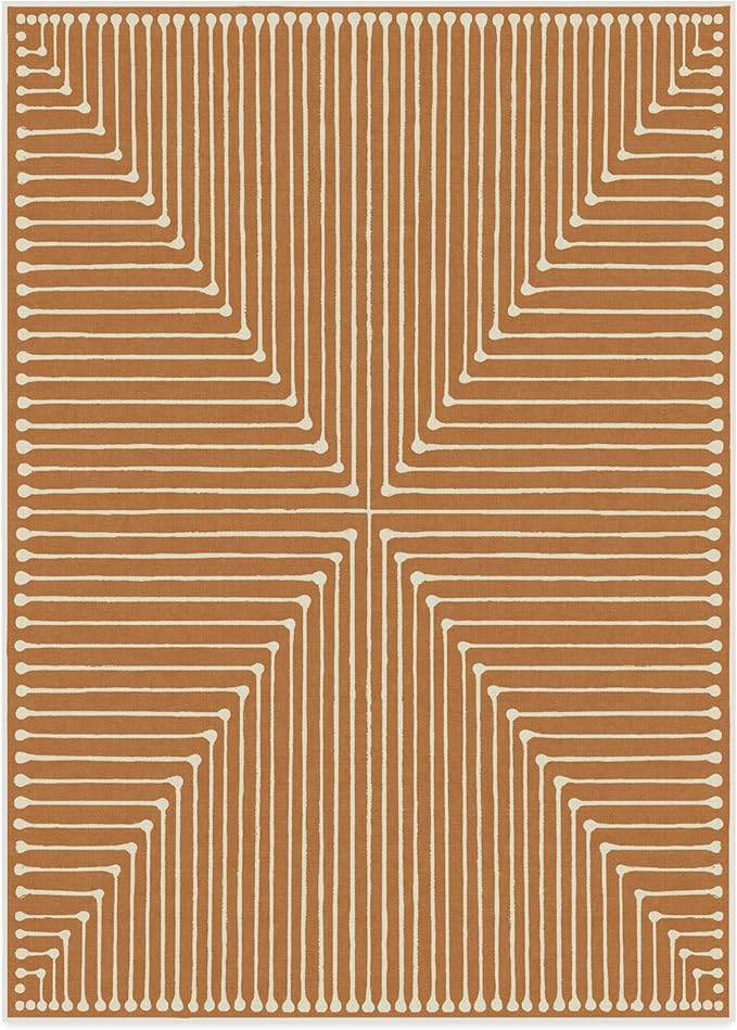RUGGABLE x Jonathan Adler Machine Washable Modern Area Rug – Inkdrop Copper 10x14, Stain-Resistant, Non-Slip – Large Rugs for Living Room, Bedroom, Hallway, Entryway & Office–with Cushioned Pad