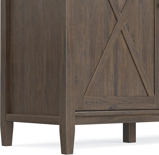 SIMPLIHOME Ela Solid Wood 60 inch Wide Transitional Wide Storage Cabinet in Smoky Brown for The Living Room, Entryway and Family Room
