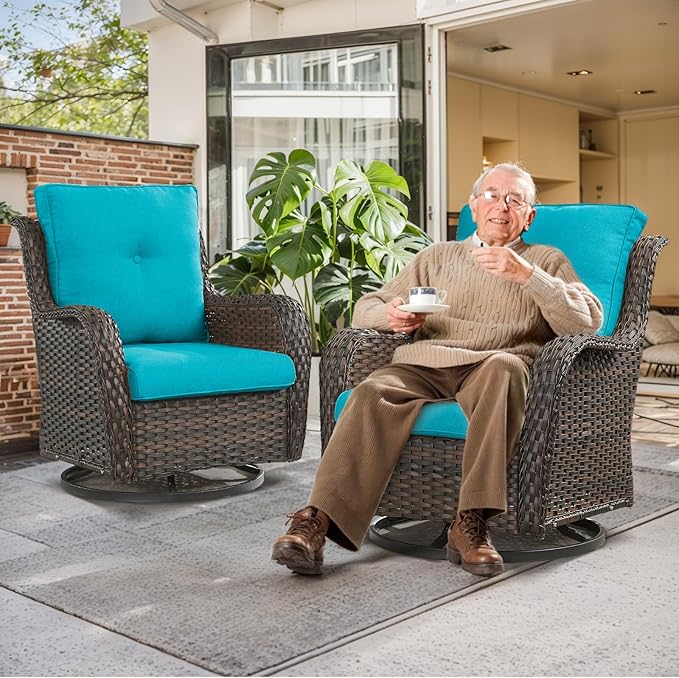 Patio Chair Cushions 5 Packs - Outside 22x24 High Back Water-Resistant Cushion with Zipper Cover for Outdoor Glider Rocking Chairs Loveseat 3-seat Couch Sofa – Teal/Buckle