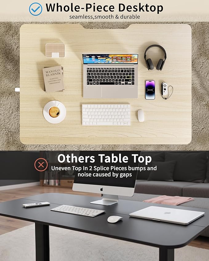 Okin Small Electric Standing Desk, 36" x 24" Whole Piece Height Adjustable Desk, Oak Sit to Stand Computer Workstation for Home Office