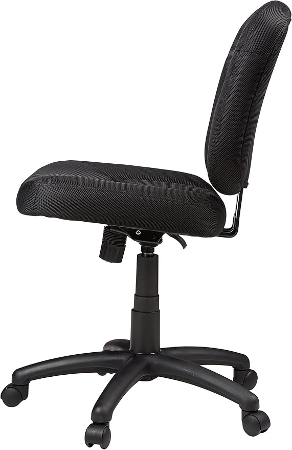 Amazon Basics Low-Back Office Desk Chair, Adjustable Height, 360 Degree Swivel, Fabric Upholstery, Black