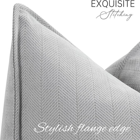 ZWJD Light Gray Pillow Covers 22x22 Set of 2 Chenille Throw Pillow Covers with Elegant Design Soft and Luxurious Decorative Throw Pillows for Couch, Bed, and Home Decor