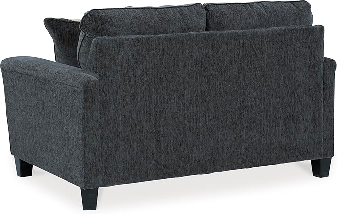 Signature Design by Ashley Abinger Chenille Contemporary Loveseat with 2 Accent Pillows, Dark Gray