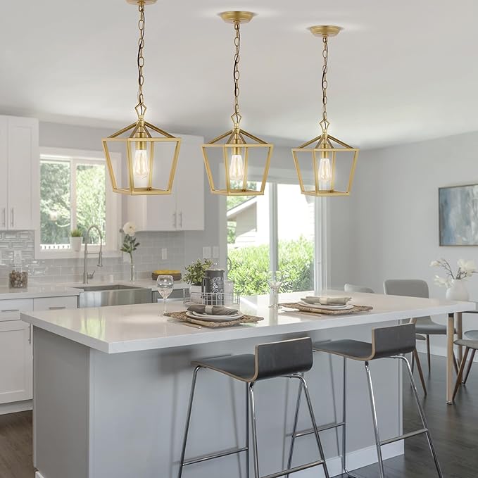JONATHAN Y JYL7618B Pagoda 8" 1-Light Vintage Farmhouse Iron Chain Pagoda LED Pendant Minimalist, Rustic, Industrial, Classic, Casual, Living Room, Dining Room, Bedroom, Foyer, Gold Painting