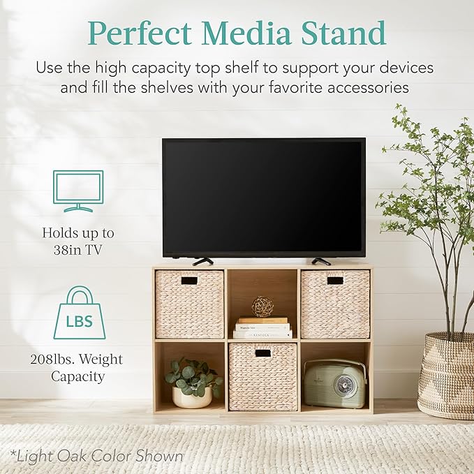 Best Choice Products 6-Cube Storage Organizer, 13.5in Shelf Opening, Bookcase, Display Shelf, Customizable w/ 3 Removable Back Panels – Dark Gray