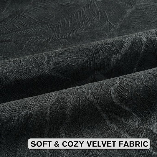 FUTEI Black Velvet Throw Pillow Covers 20x20 Inch Set of 2,Soft Embossed Leaf-Relief Textured Cushion Cases,Natural Home Decor for Couch Living Room