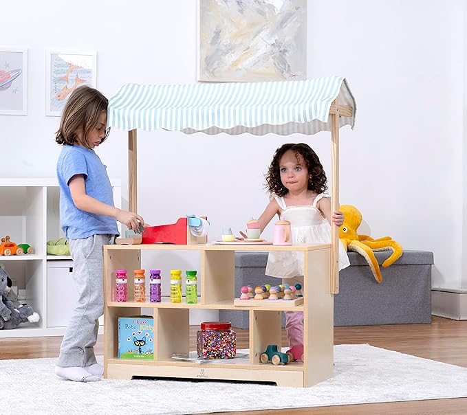 Avenlur The Holly Wooden Market Shelf and Stand – Versatile Kids' Storage & Play Furniture, Sturdy Wood Construction, Perfect for Toys, Books & Imaginative Play