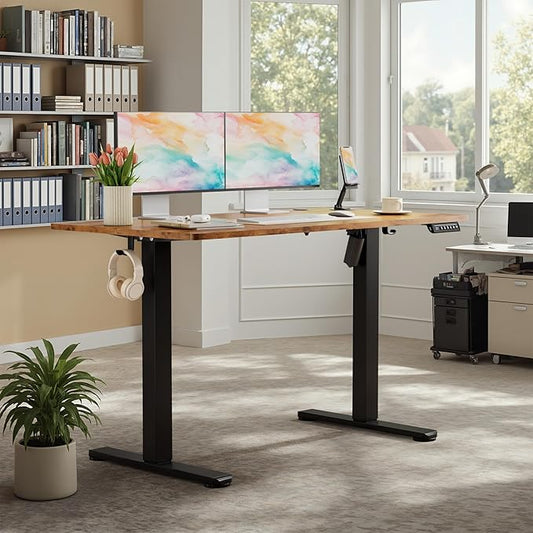 Homall Height Adjustable Electric Standing Desk, Memory Stand up Desk with Headphone Hook, Home Office Desks with Splice Board