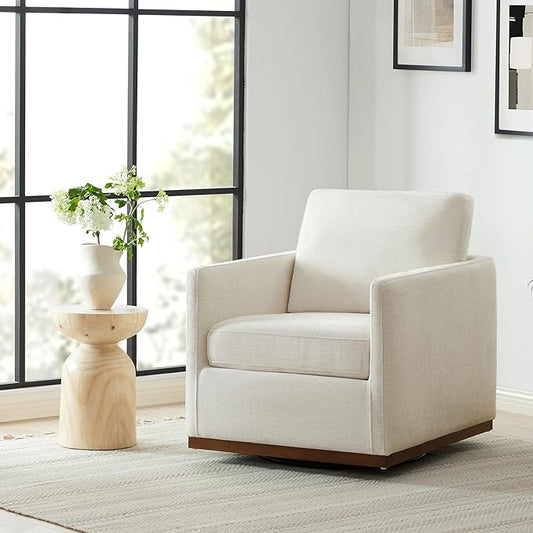 CHITA Swivel Accent Chair, FSC Certified Mid Century Modern Arm Chair for Living Room and Bedroom, Fully Assembled, Linen