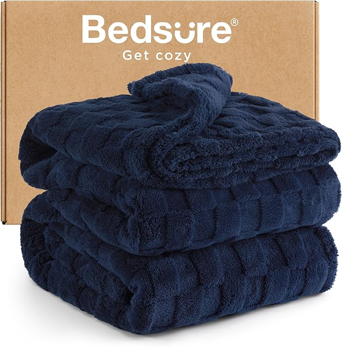 Bedsure GentleSoft King Size Blanket for Bed - Super Soft Cozy Blankets for Women Men Girls, Large Fuzzy Fleece Throw for Bedroom Decor, Navy Blue,108x90 Inches