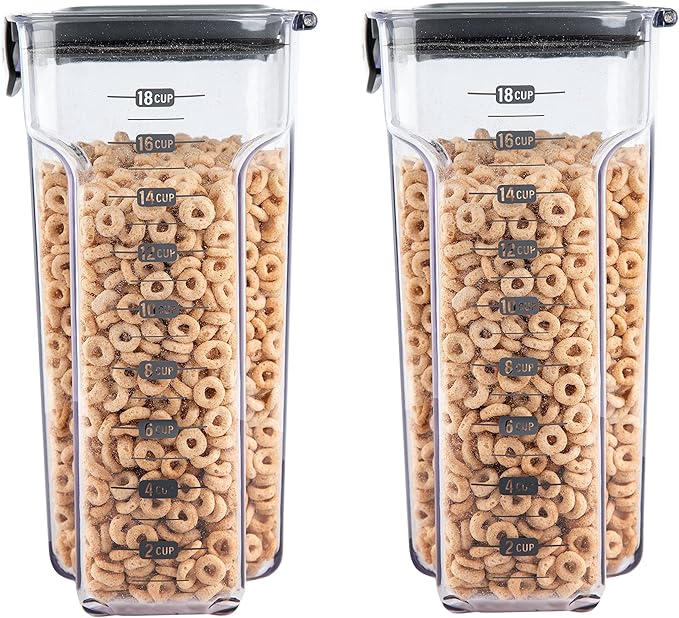 Progressive International ProKeeper+ Clear Plastic Airtight Food Baker's Kitchen Storage Organization Container Canister Set with Magnetic Accessories, 2- Piece Set (Cereal 4.5-Quart)