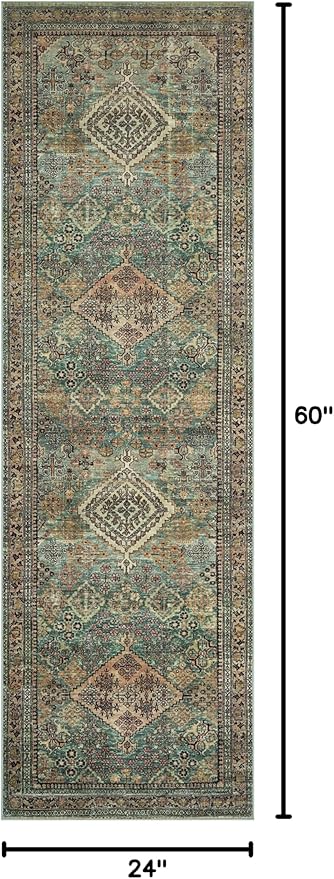 Loloi Magnolia Home by Joanna Gaines Sinclair Collection SIN-03 Turquoise/Multi 2'-0" x 5'-0", .25" Pile Height, Machine Washable, Accent Rug