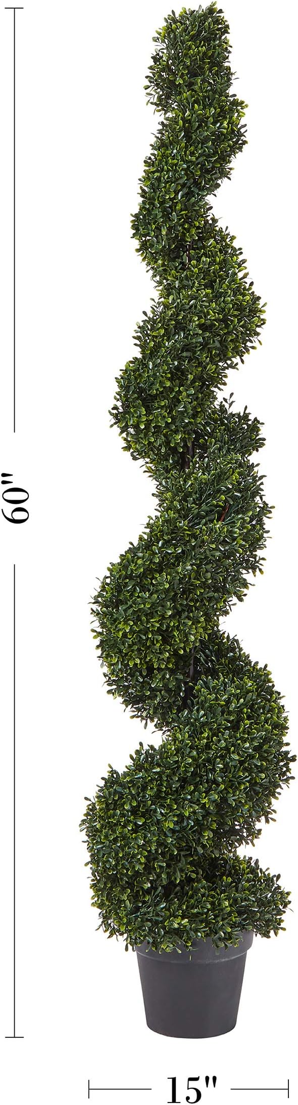 5 Ft Artificial Boxwood Spiral Topiary Tree - Realistic Fake Plant with Weighted Pot for Indoor or Outdoor Use - Artificial Plants for Living Room, Office, or Home Decor by Pure Garden (Green)