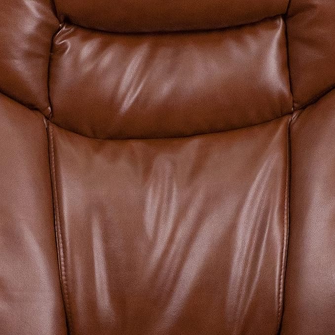 Flash Furniture Allie LeatherSoft Upholstered Recliner with Footrest, Arms, and Headrest, Padded Swivel Recliner Chair and Ottoman Set, Brown Vintage