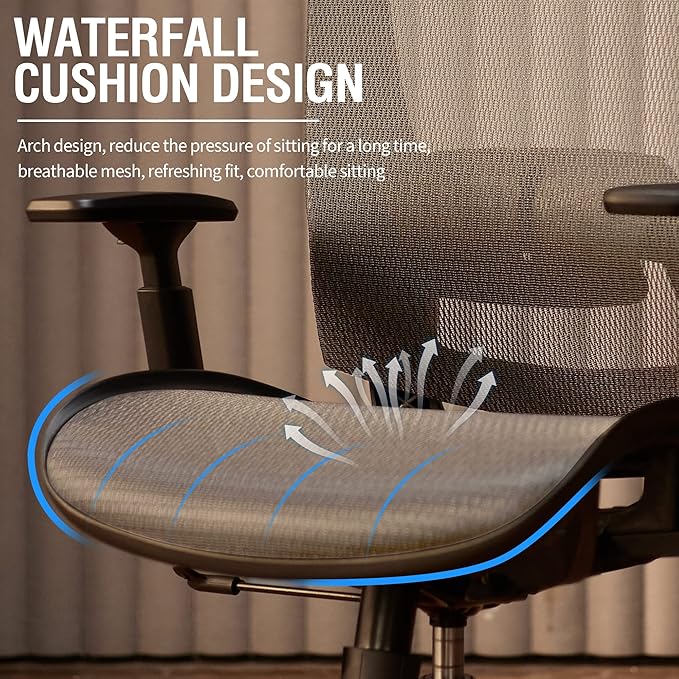 ELABEST T96 Mesh Office Chair,Ergonomic Computer Desk Chair,Sturdy Task Chair- Adjustable Lumbar Support & Armrests,Tilt Function,Comfort Wide Seat,Swivel Home Office Chair