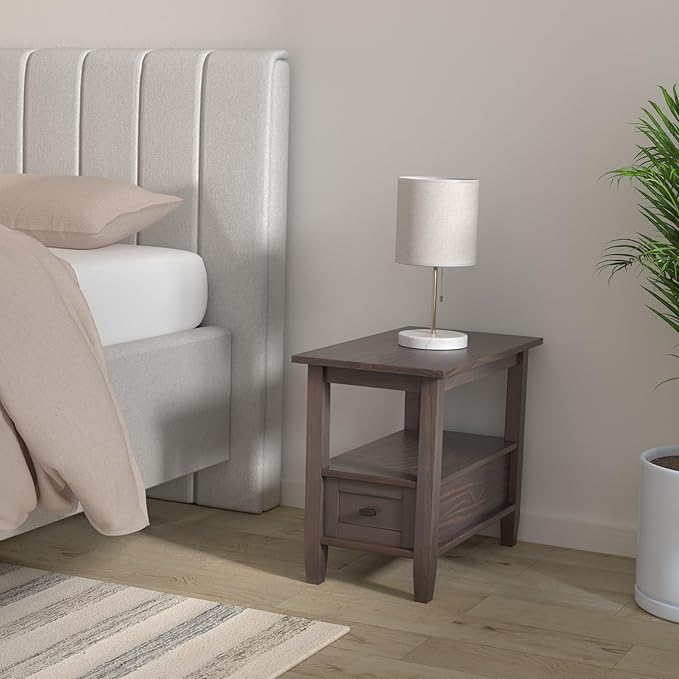 SIMPLIHOME Warm Shaker SOLID WOOD 14 inch Wide Rectangle Transitional Narrow Side Table in Tobacco Brown for the Living Room and Bedroom