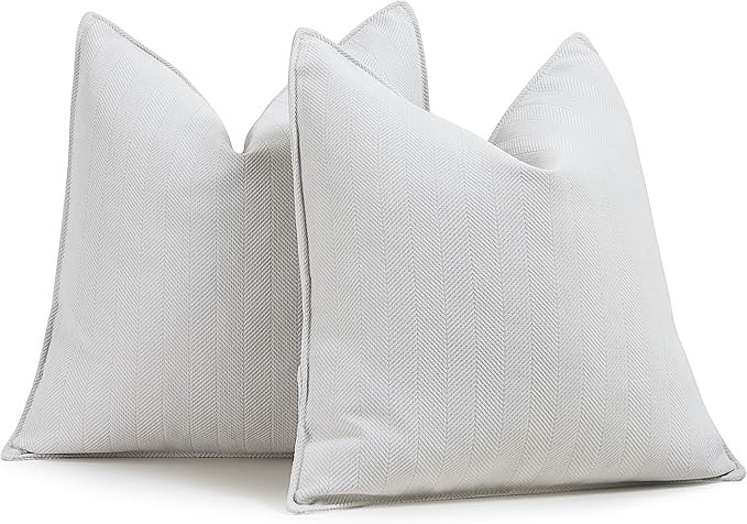 ZWJD Cream Pillow Covers 16x16 Set of 2 Chenille Throw Pillow Covers with Elegant Design Soft and Luxurious Decorative Throw Pillows for Couch, Bed, and Home Decor
