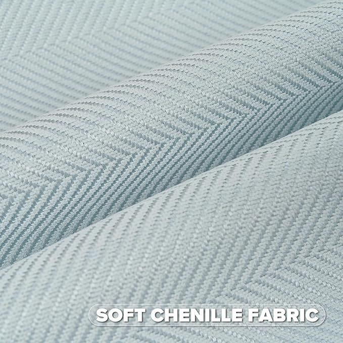 FUTEI Light Blue Chenille Throw Pillow Covers 24x24 Inch Set of 2,Soft Wide Chevron Textured European Pillow Shams,Farmhouse Home Decor for Couch Bed Living Room