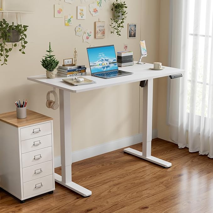 Homall Height Adjustable Electric Standing Desk, Memory Stand up Desk with Headphone Hook, Home Office Desks with Splice Board