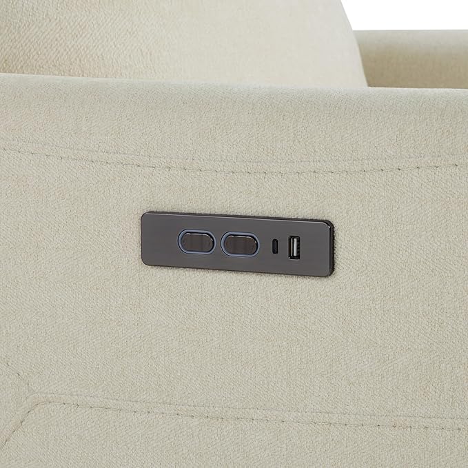 CHITA Power Recliner Chair for Adults, Electric Zero Clearance Wall Hugger Recliner for Small Spaces, Modern Living Room and RV Recliner Chair with Adjustable Power Headrest & Charging Ports, Cream