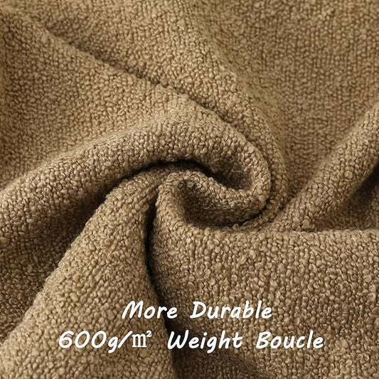 FUTEI Pack of 2 Khaki Decorative Throw Pillow Covers 16x16 Inch Soft Cozy Solid Boucle Textured Cushion Case,Modern Home Decor for Couch Bed Living Room