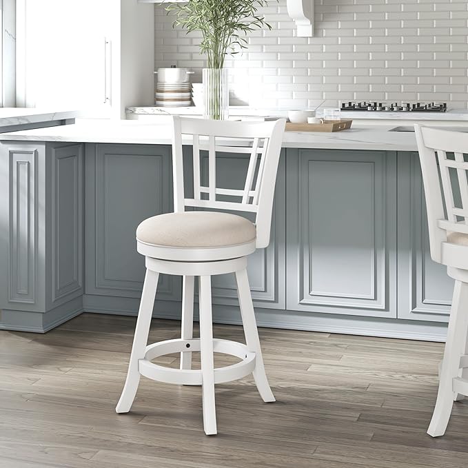 Hillsdale Fairfox 24.5" Wood Swivel Counter Height Stool, White