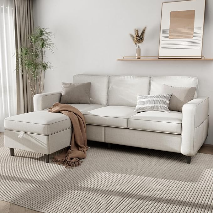 Sectional Sofa Couches for Living Room - 78''Convertible Modular Three-Seater L-Shaped Pet-Friendly Couch,Washable Sofa Cover-Bench Storage, Suitable for Small Living Room, Apartment,Office