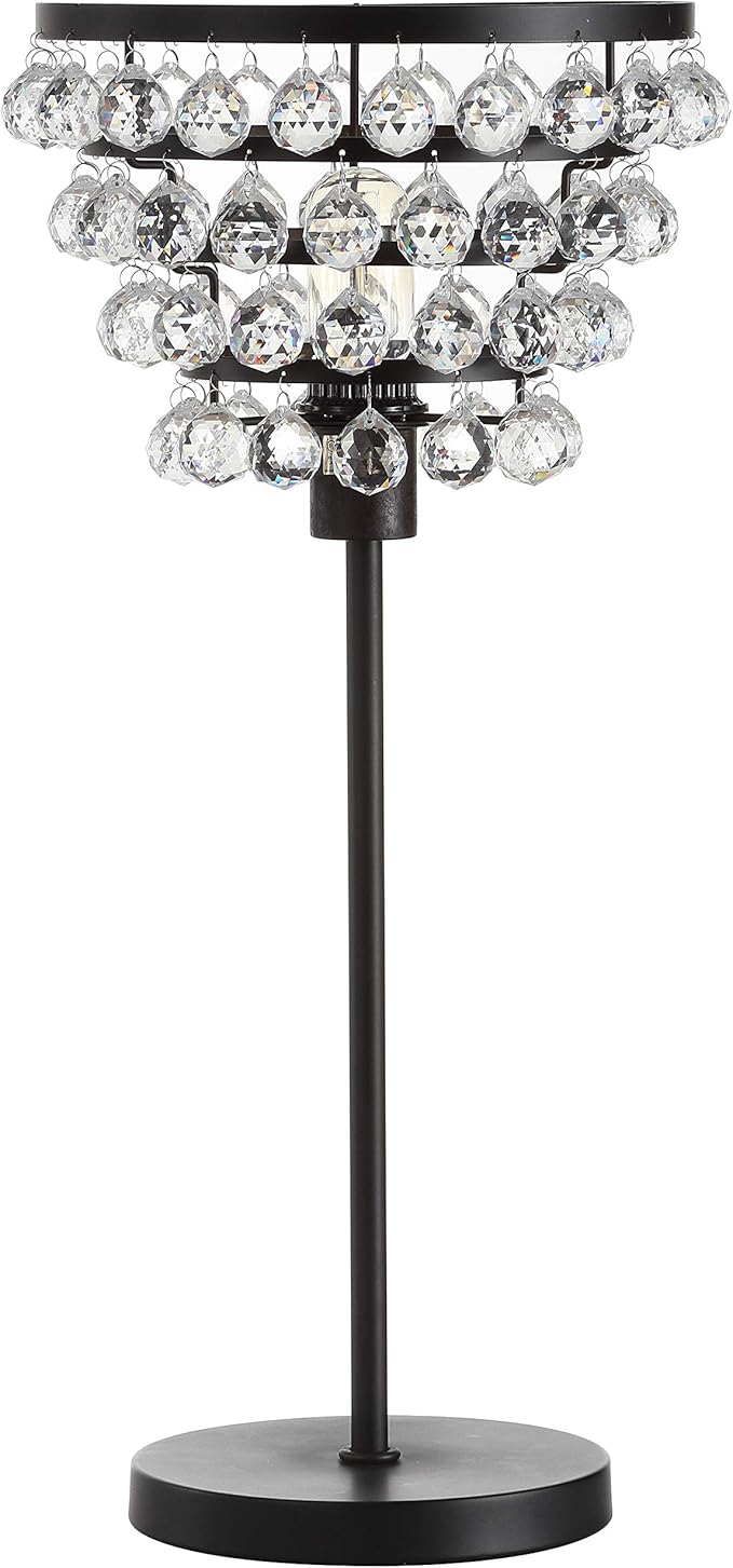 JONATHAN Y JYL9004A Buckingham 25" Crystal/Metal Table Lamp Modern Contemporary Bedside Desk Nightstand Lamp for Bedroom Living Room Office College Bookcase, Bronze