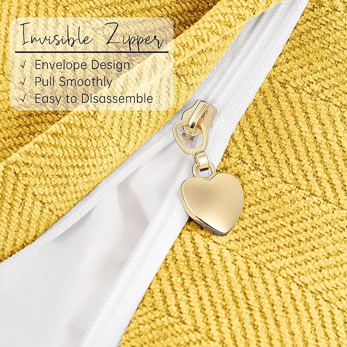 ZWJD Yellow Pillow Covers 12x20 Set of 2 Chenille Throw Pillow Covers with Elegant Design Soft and Luxurious Decorative Throw Pillows for Couch, Bed, and Home Decor