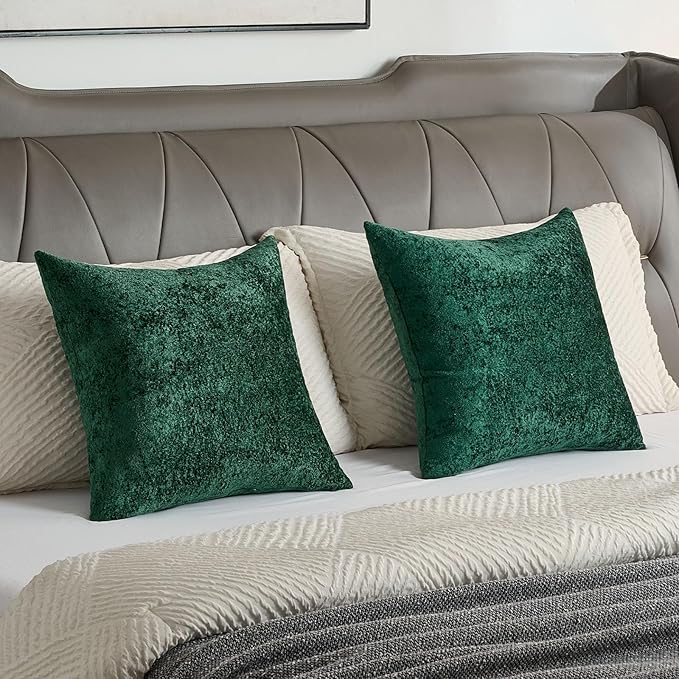 FUTEI Christmas Dark Green Flannel Throw Pillow Covers 12x20 Inch Set of 2,Soft Dimensional Textured Lumbar Pillow Cases,Modern Home Decor for Couch Living Room