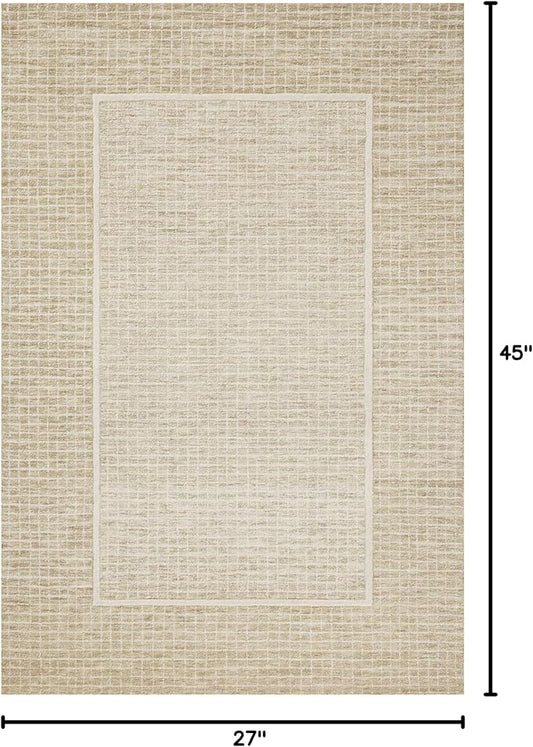 Loloi Chris Loves Julia Briggs Collection, Wheat & Ivory, 2'-3" x 3'-9" Accent Rug – Minimal Gritted Design Area Rugs for Living Room Bedroom Entryway & Hallway No Shed High Traffic Home Decor Rug