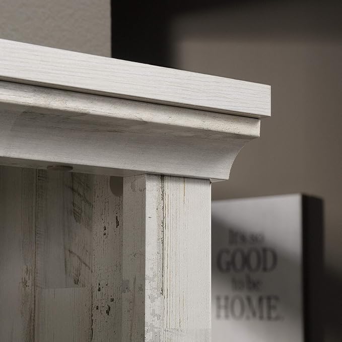 Sauder Select Book Shelf, Bookshelf with Storage, Library Bookcase with Doors and Adjustable Shelves, in White Plank