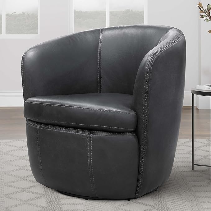 Parker Living Barolo - Vintage Slate 100% Italian Leather Swivel Club Chair