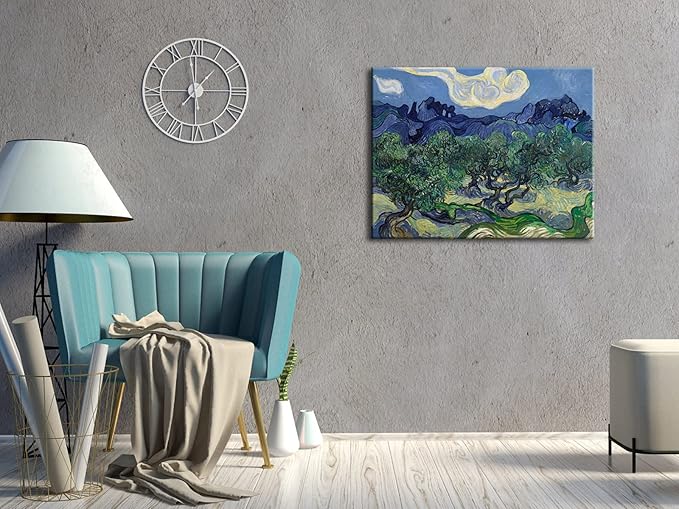 Wieco Art Canvas Prints Wall Art Olive Trees by Van Gogh Classic Abstract Oil Paintings Reproduction Artwork Gallery Wrapped Landscape Pictures for Living Room Bedroom Home Office Decor