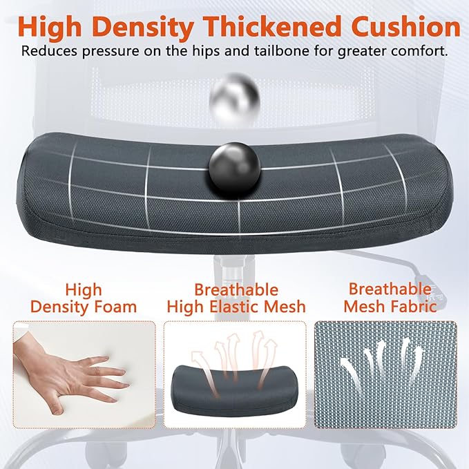 CLATINA Ergonomic Office Chair - Mesh Desk Chair with Lumbar Support, Rolling Comfortable Computer Chairs with Arms for Home Conference, Gray 4 Pack