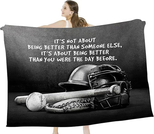 Baseball Throw Blanket for Kids & Adults - Soft, Warm & Cozy Fleece Blanket for Couch, Sofa & Bed - 40"x50"