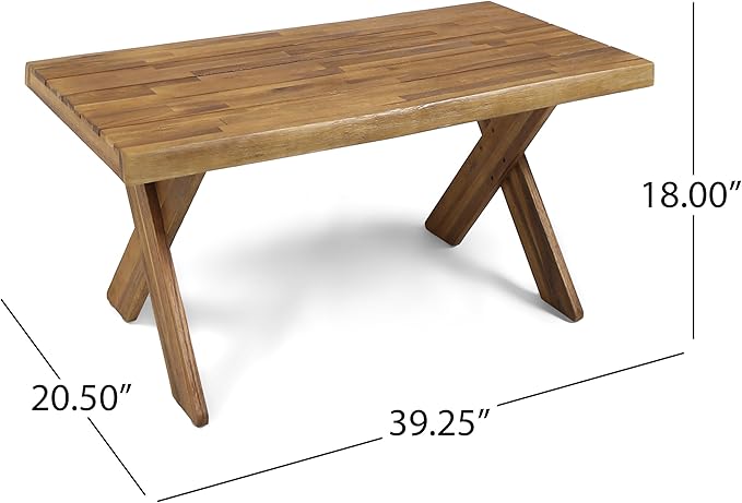 Christopher Knight Home Irene Outdoor Acacia Wood Coffee Table, Sandblast Teak Finish
