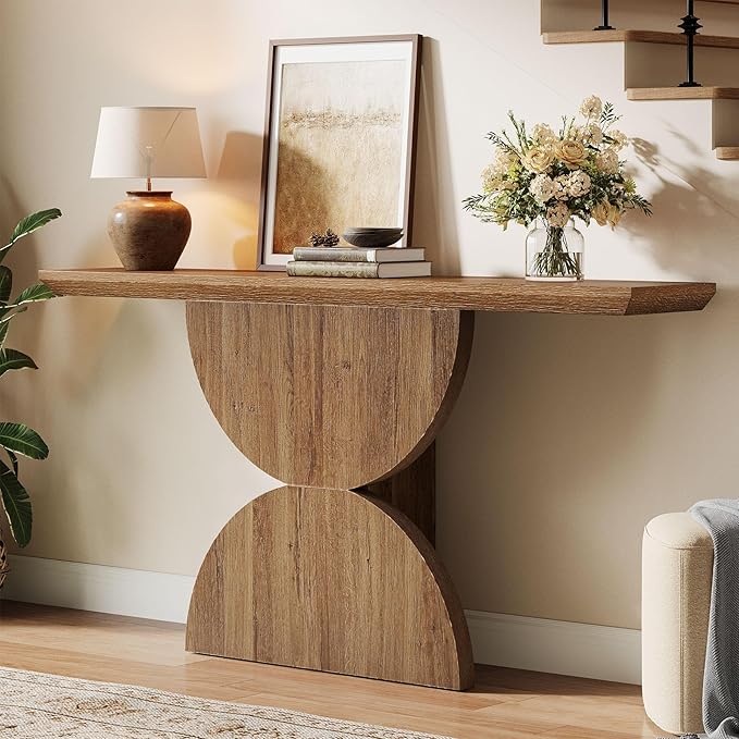 Tribesigns 63-Inch Console Table for Entryway, Narrow Entryway Table with Unique Sturdy Base, Farmhouse Furniture Behind The Couch for Living Room, Hallway, Entrance, Foyer (Natural)