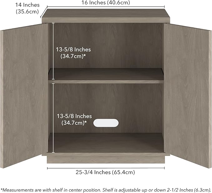 Henn&Hart 28" Fluted Wooden Accent Cabinet, Modern Ribbed Sideboard Buffet Cabinet with 2 Doors and an Adjustable Shelf for Living Room, Dining Room, Bedroom or Entryway, Antiqued Gray Oak