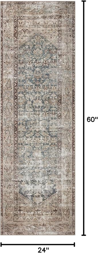 Loloi Amber Lewis Georgie Collection GER-04 Teal/Antique 2'-0" x 5'-0", .19" Pile Height, Accent Rug