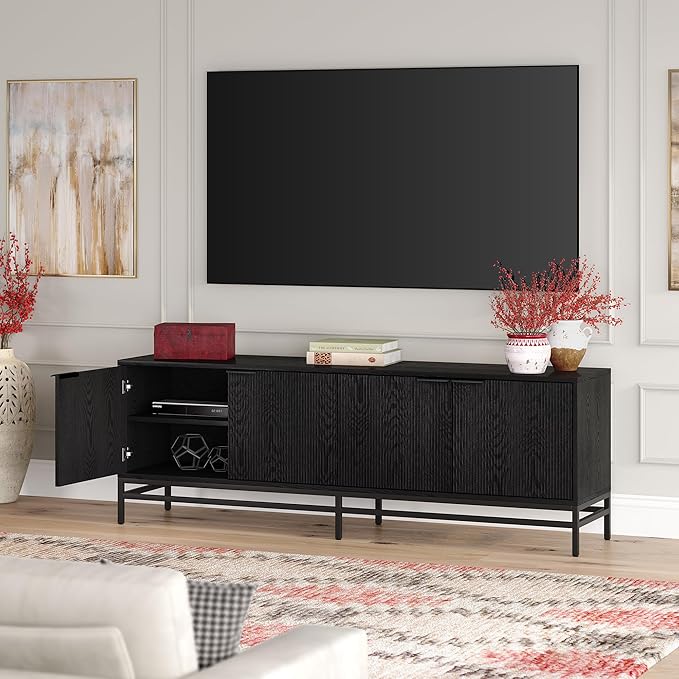 Henn&Hart Montello TV Stand, 70" Wide, Black