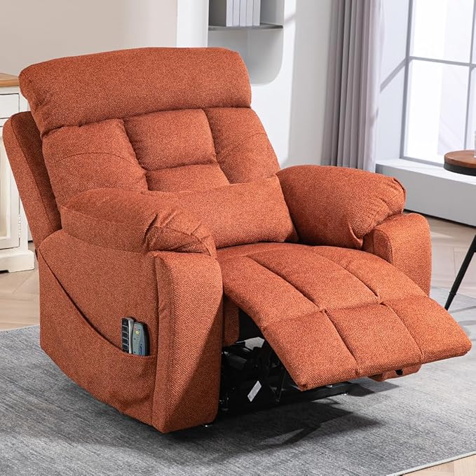 Oversized Lazy Boy Recliner Chair, 4 Motor Recliner with Power Headrest and Lumbar, Nursing Lift Chair with Vibrating Massage and Heated Seat