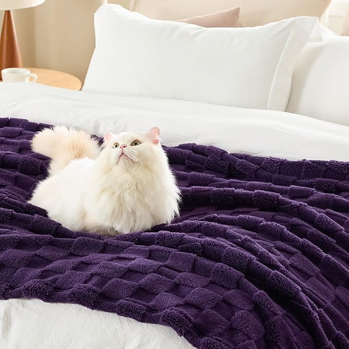 Bedsure GentleSoft King Size Blanket for Bed - Super Soft Cozy Blankets for Women Men Girls, Large Fuzzy Fleece Throw for Bedroom Decor, Purple,108x90 Inches