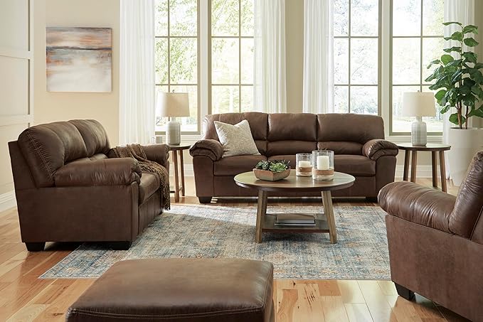 Signature Design by Ashley Bladen Faux Leather Loveseat, Brown