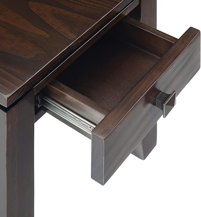SIMPLIHOME Cosmopolitan SOLID WOOD 14 Inch Wide Rectangle Contemporary Narrow Side Table in Mahogany Brown, For the Living Room and Bedroom
