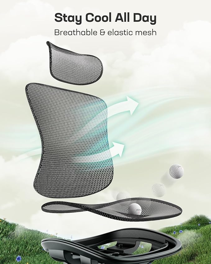 Marsail Ergonomic Mesh Office Chair,Ergonomic Dsk Chair with 2D Headrest,Adjustable Lumbar Support & Up and Down Armrest