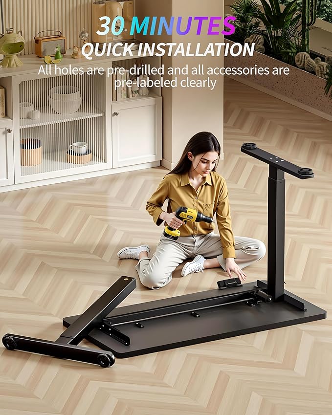 BIZUM Standing Desk Electric Adjustable Computer Desk-Stand up Desk Office Gaming Home Office Memory Desks 48x24 inches Black
