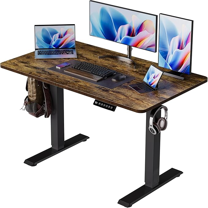 BIZUM 40x24 Inch Electric Standing Desk with Memory Presets, Quiet Motor Height Adjustable Stand Up Desk for Home Office & Gaming, Ergonomic Sit Stand Workstation, Rustic Brown